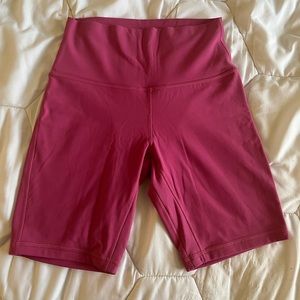 Sonic pink 8 inch Lululemon biker shorts